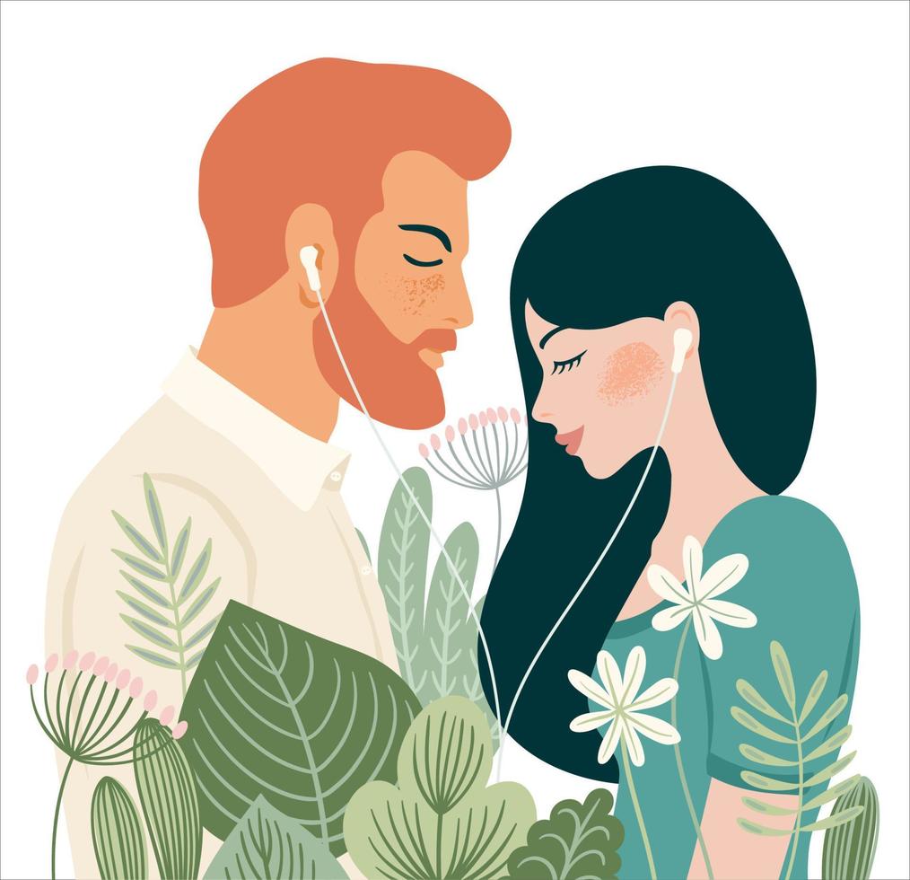 romantische isolierte illustration mit mann und frau. Liebe, Liebesgeschichte, Beziehung. Vektor-Design-Konzept für den Valentinstag und andere Zwecke. vektor