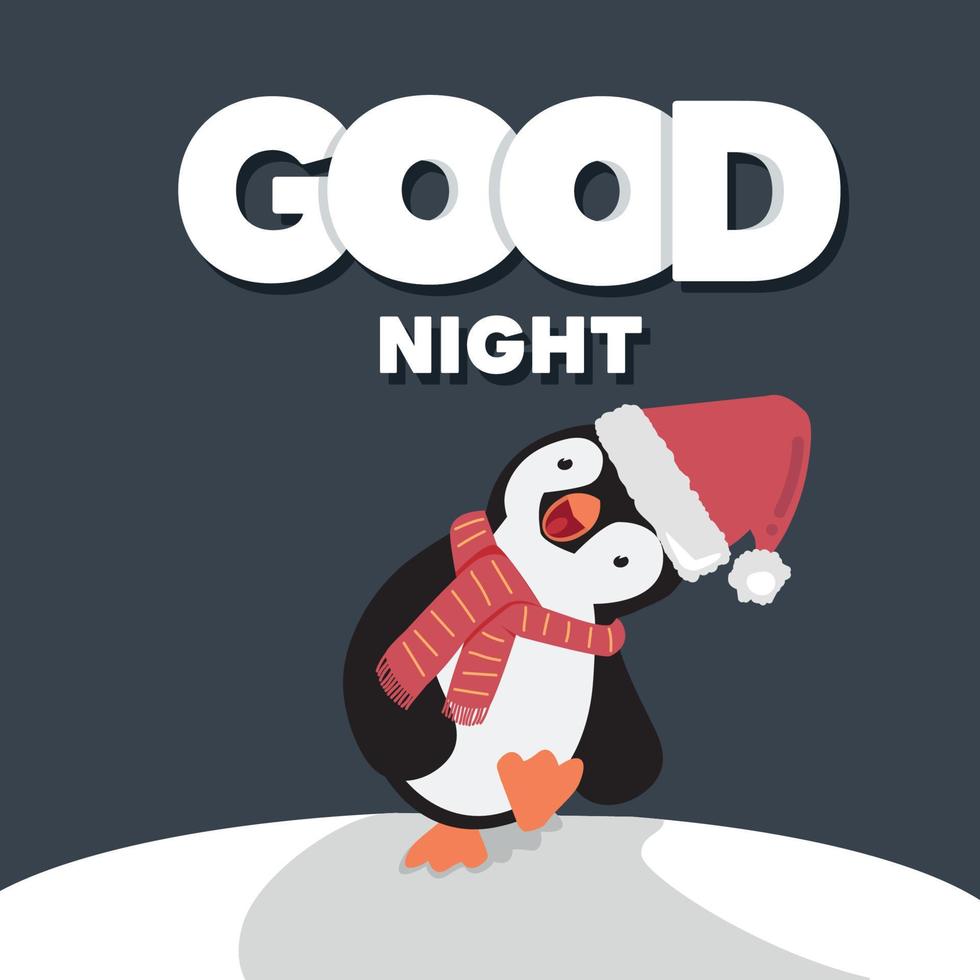 niedlicher pinguin gute nacht cartoon vektor