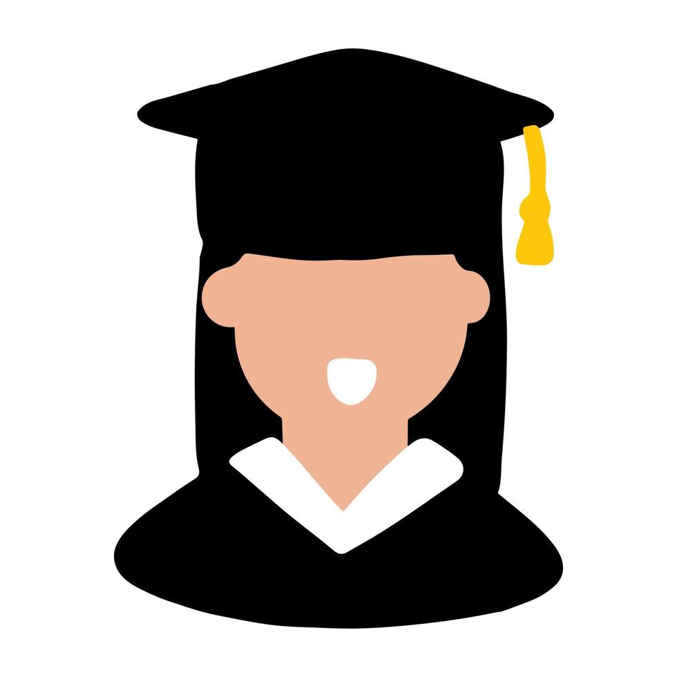 der Avatar des Absolventen. Studentensymbol. Vektor-Illustration in einem flachen Stil, isoliert auf weißem Hintergrund. vektor