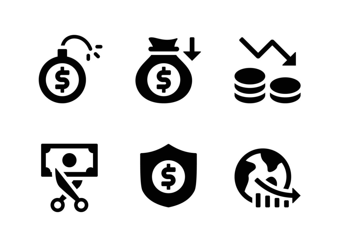 enkel uppsättning av marknadsföra ekonomi relaterad vektor fast ikoner