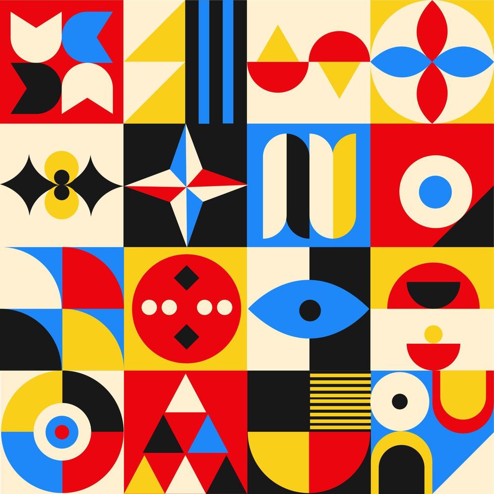 geometrisches Muster oder Hintergrund im Neo-Geo-Stil. neo-geo-muster für poster, cover, broschüre, druck- und webdesign. vektor