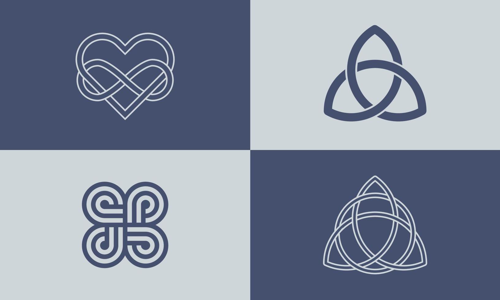 celtic trinity Knut uppsättning. triquetra symbol. celtic Knut tecken design mall. vektor illustration