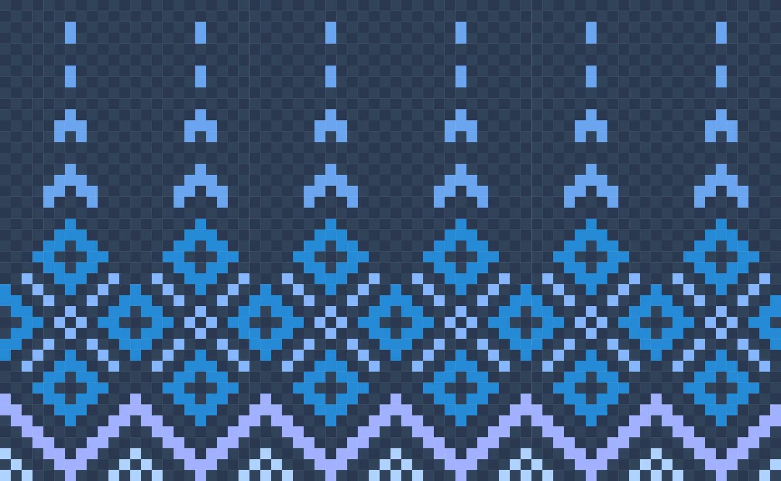 Stickerei ethnisches Muster, vektorgeometrischer Zierhintergrund, Kreuzstich-Kreuzstich im antiken Stil, blaue Muster-Ornament-Wiederholung, Design für Textilien, Stoffe, Kleidung, Digitaldruck vektor