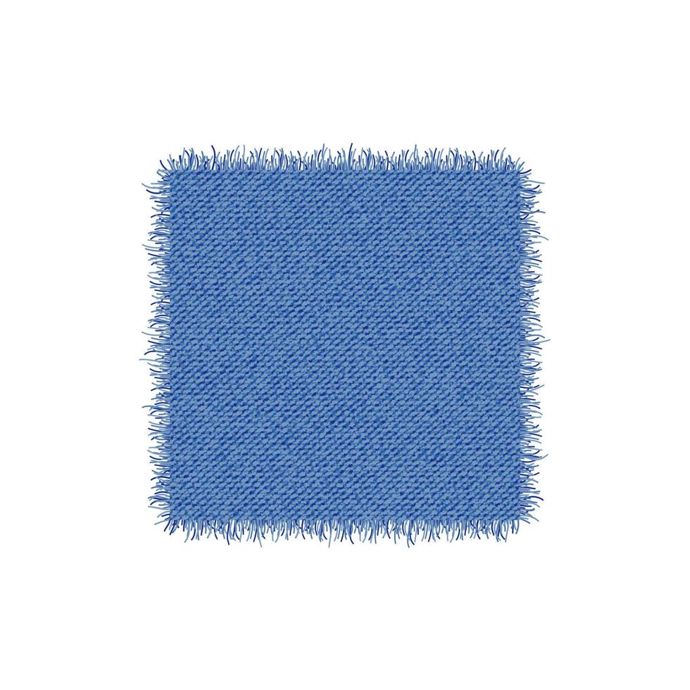 Denim quadratische Form. zerrissener Jeans-Patch. vektorrealistische illustration auf weißem hintergrund vektor