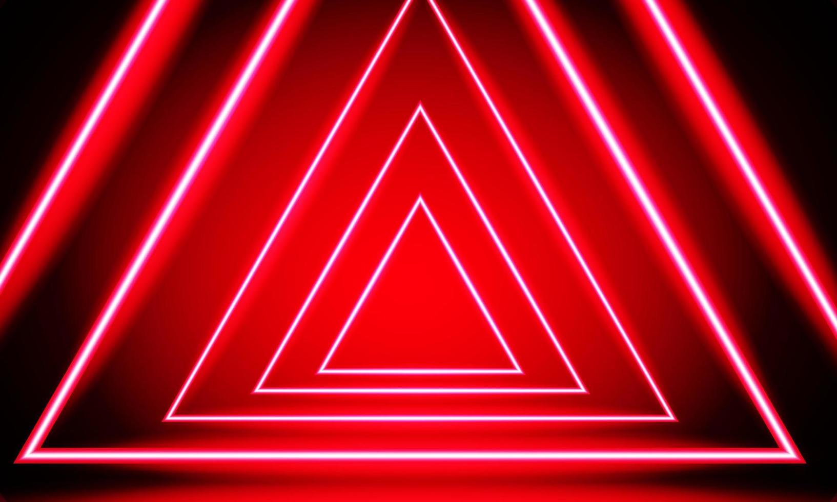 röd triangel abstrakt neon effekt. digital teknologi tunnel, trogen teknologi abstrakt bakgrund. 3d tolkning vektor
