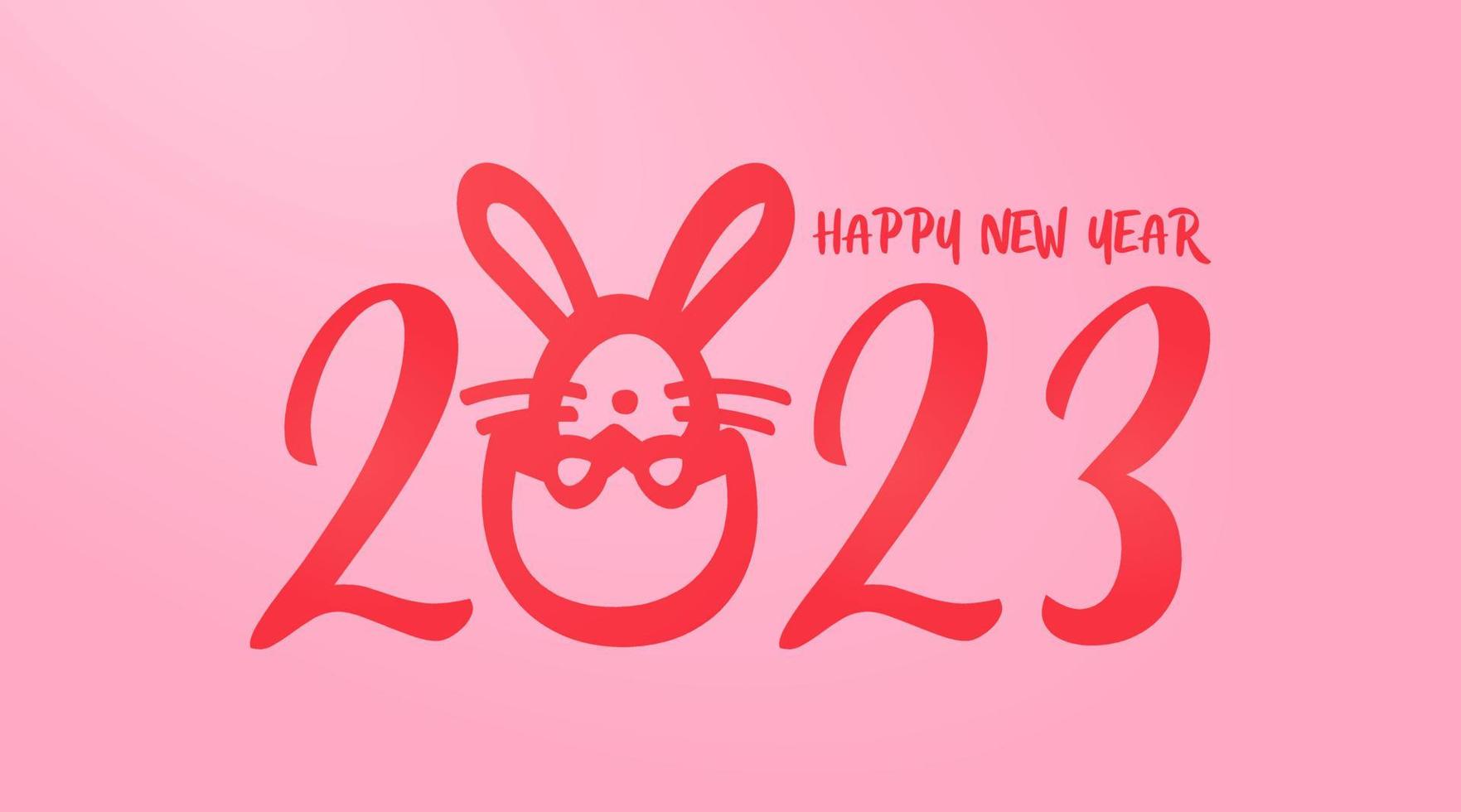 2023 typografi text logotyp med en kanin begrepp Lycklig ny år 2 vektor
