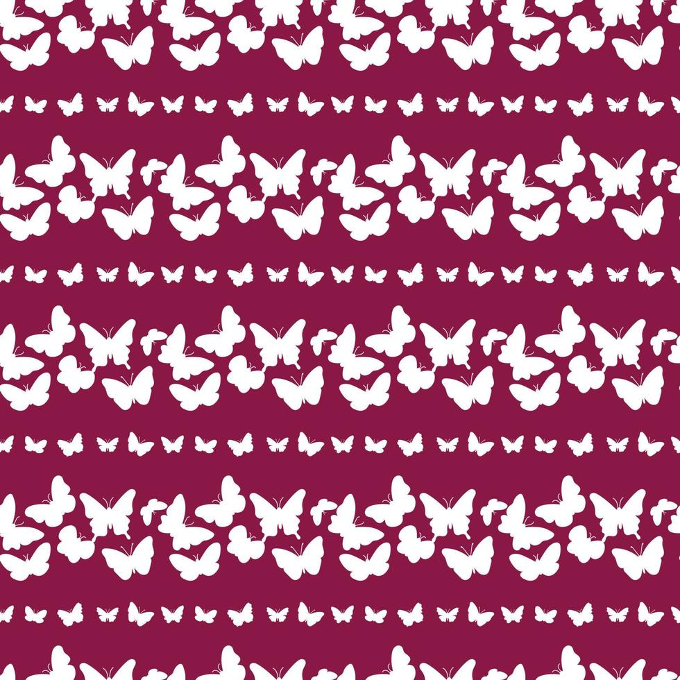 fjäril silhuetter mönster. sömlös bakgrund med flygande insekter. vektor upprepa illustration med annorlunda fjärilar för sommar och romantisk mönster, textil, tyg, omslag papper