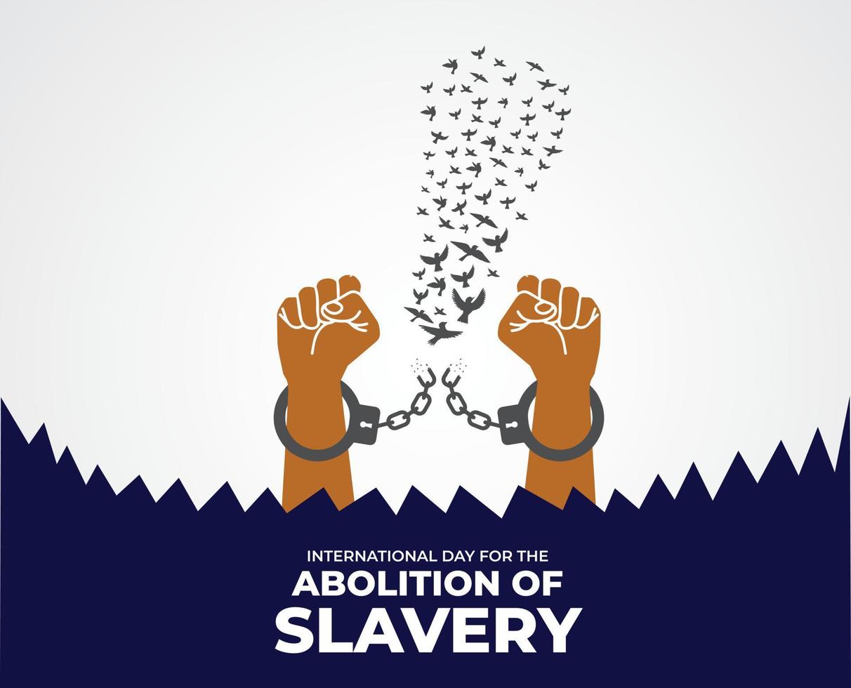 internationell dag för de avskaffande av slaveri. december 2. hand med kedja och bakgrund. mall för baner, kort, affisch. vektor illustration.