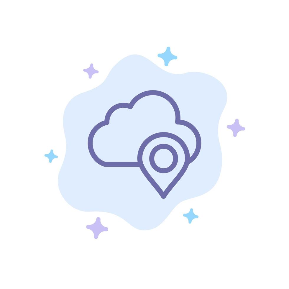 Cloud Map Pin Marker blaues Symbol auf abstraktem Cloud-Hintergrund vektor