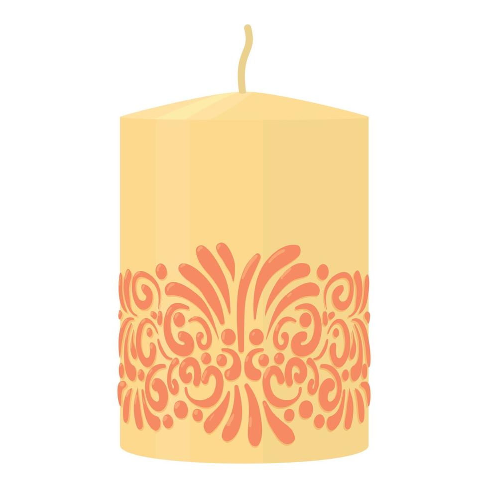 weiße dekorative Kerze mit rotem Ornament-Symbol vektor