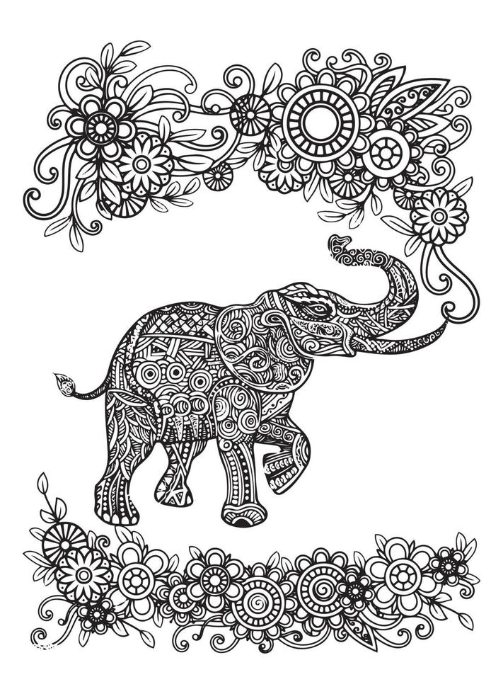 elefant mandala färg sida vektor