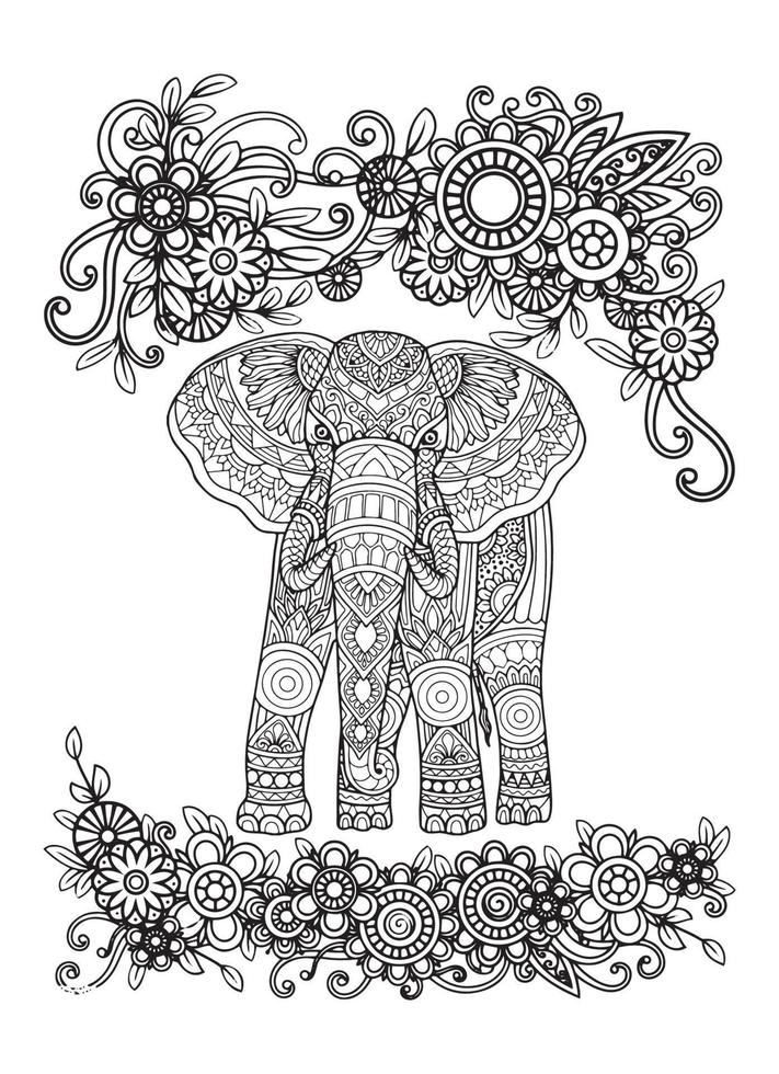 elefant mandala ausmalbilder vektor