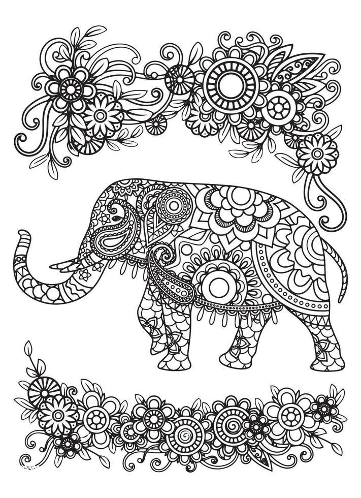 elefant mandala ausmalbilder vektor