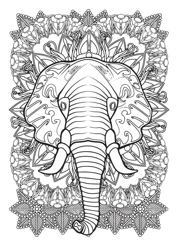 elefant mandala ausmalbilder vektor