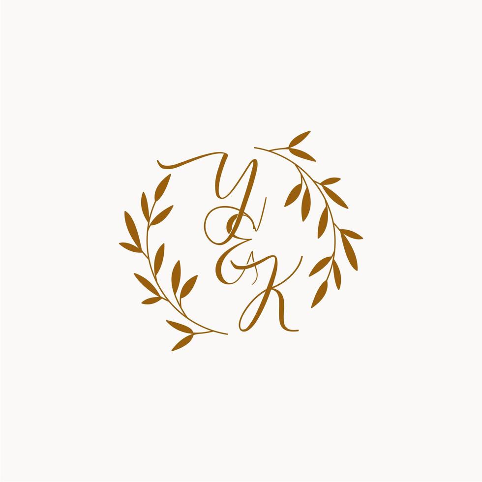 yk första bröllop monogram logotyp vektor