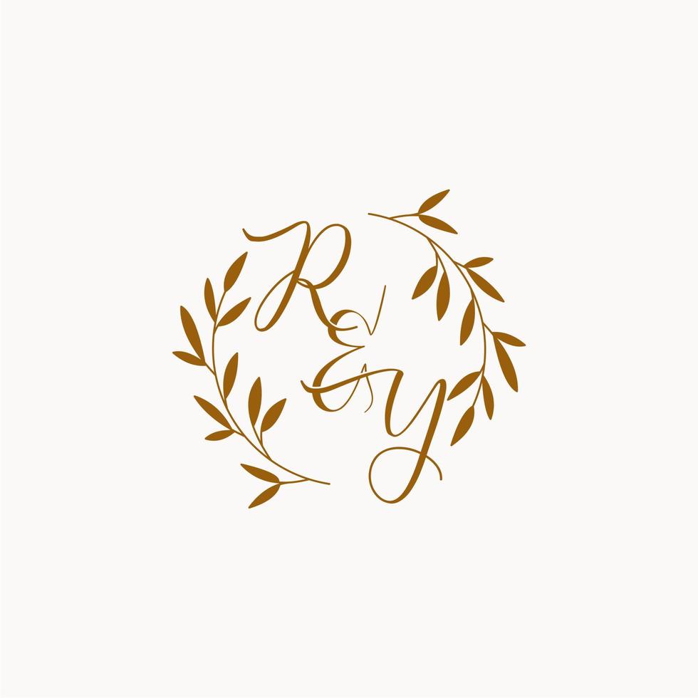 ry anfängliches Hochzeitsmonogramm-Logo vektor