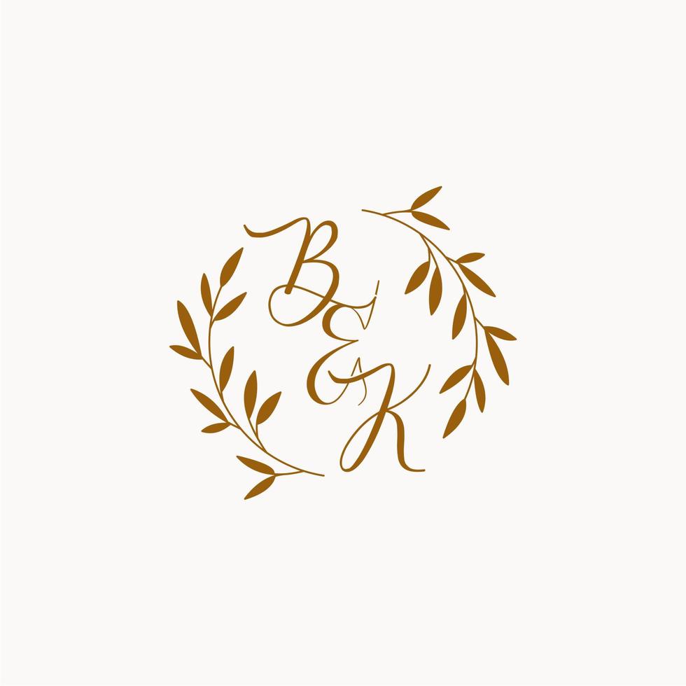 bk första bröllop monogram logotyp vektor