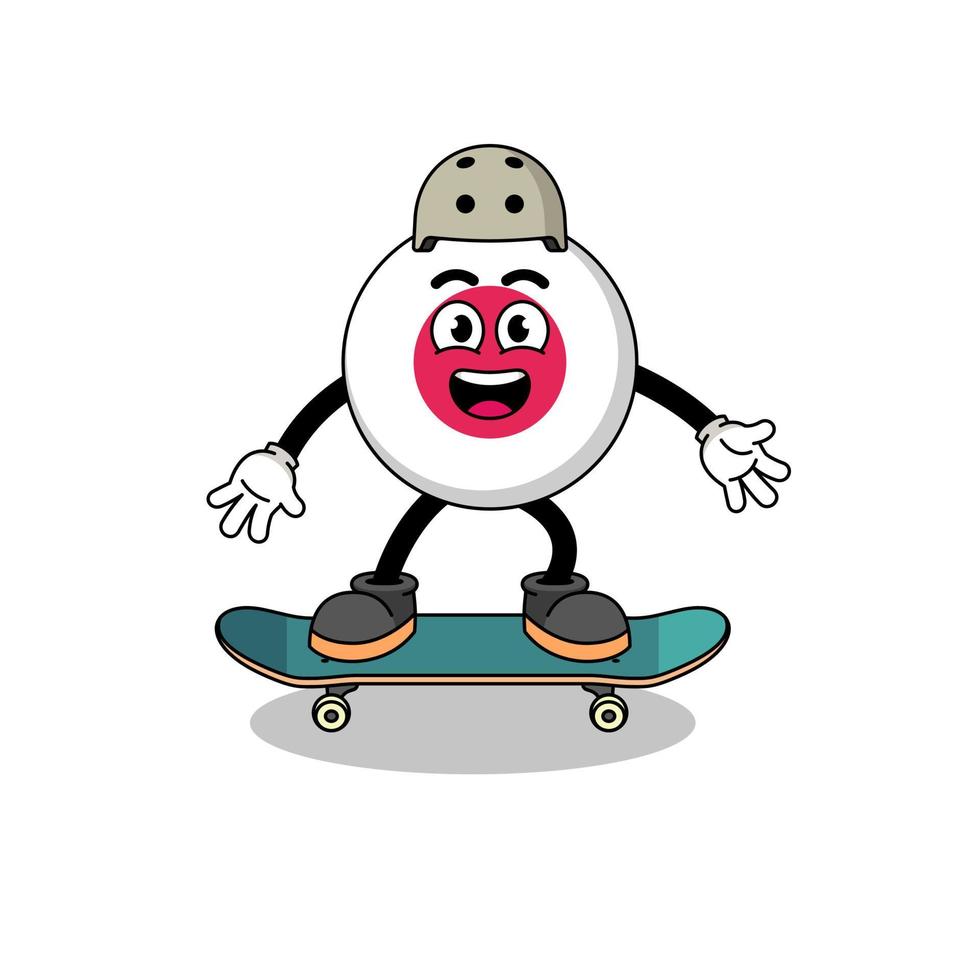 japan flagga maskot spelar en skateboard vektor