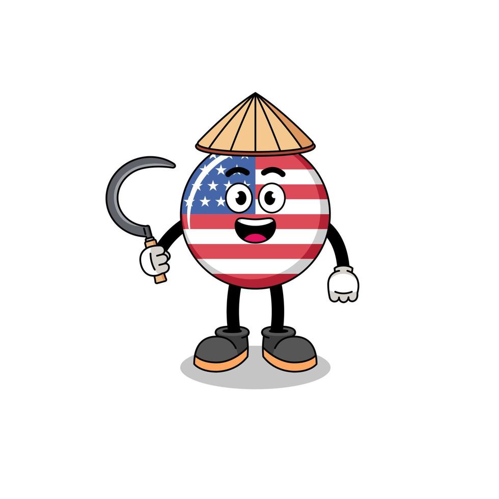 Illustration der Flagge der Vereinigten Staaten als asiatischer Bauer vektor