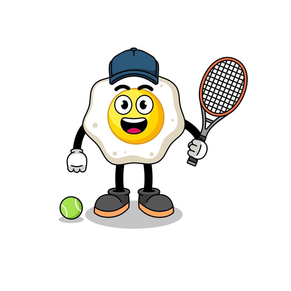 friterad ägg illustration som en tennis spelare vektor