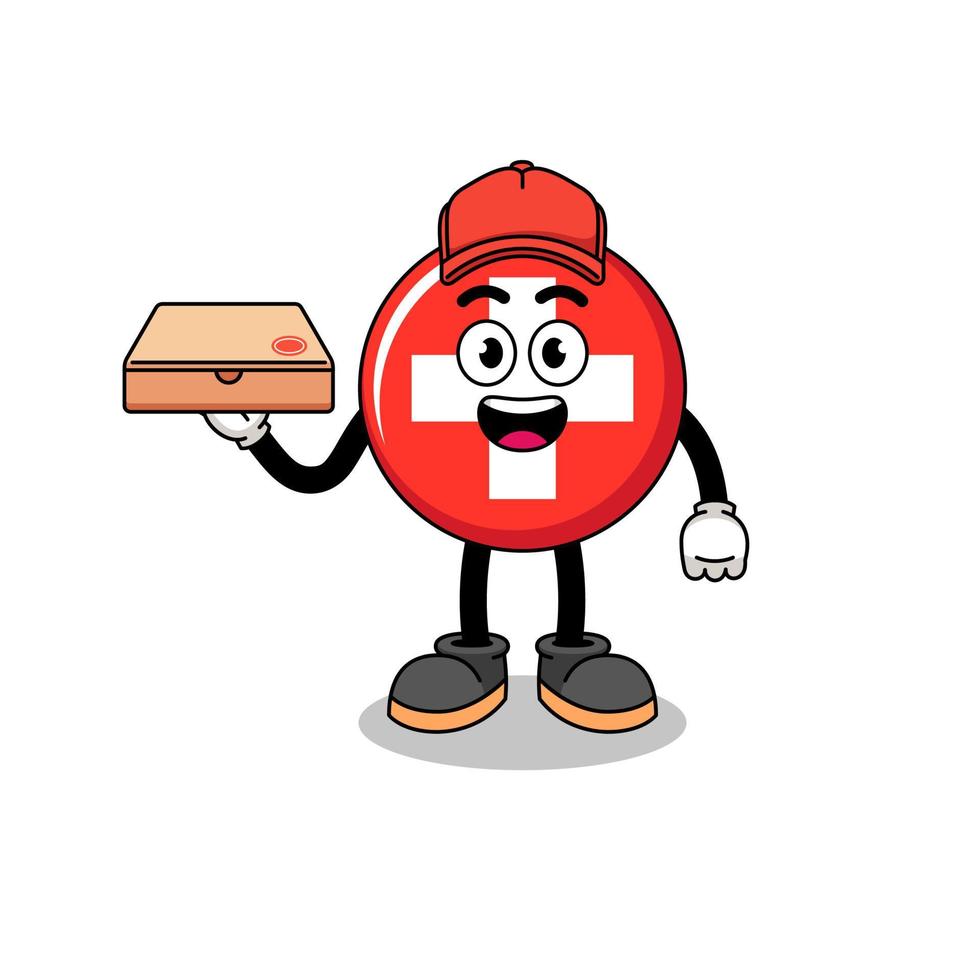 schweiz illustration som en pizza deliveryman vektor