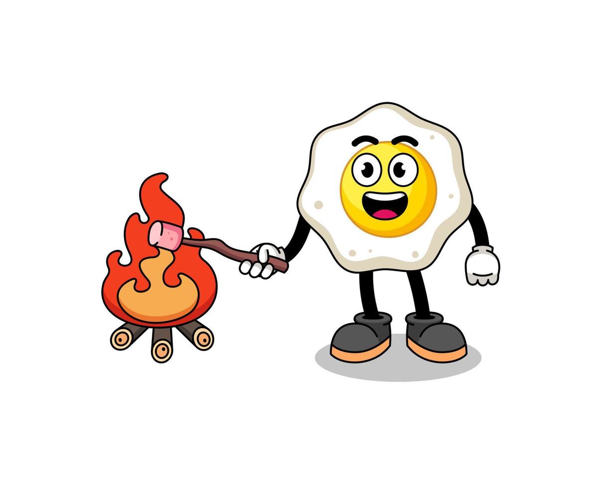 illustration av friterad ägg brinnande en marshmallow vektor