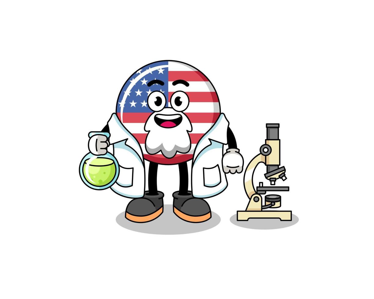 Maskottchen der US-Flagge als Wissenschaftler vektor