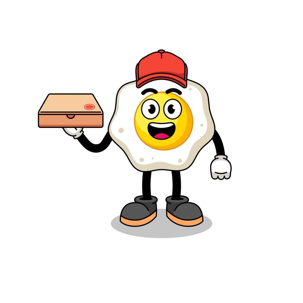 friterad ägg illustration som en pizza deliveryman vektor