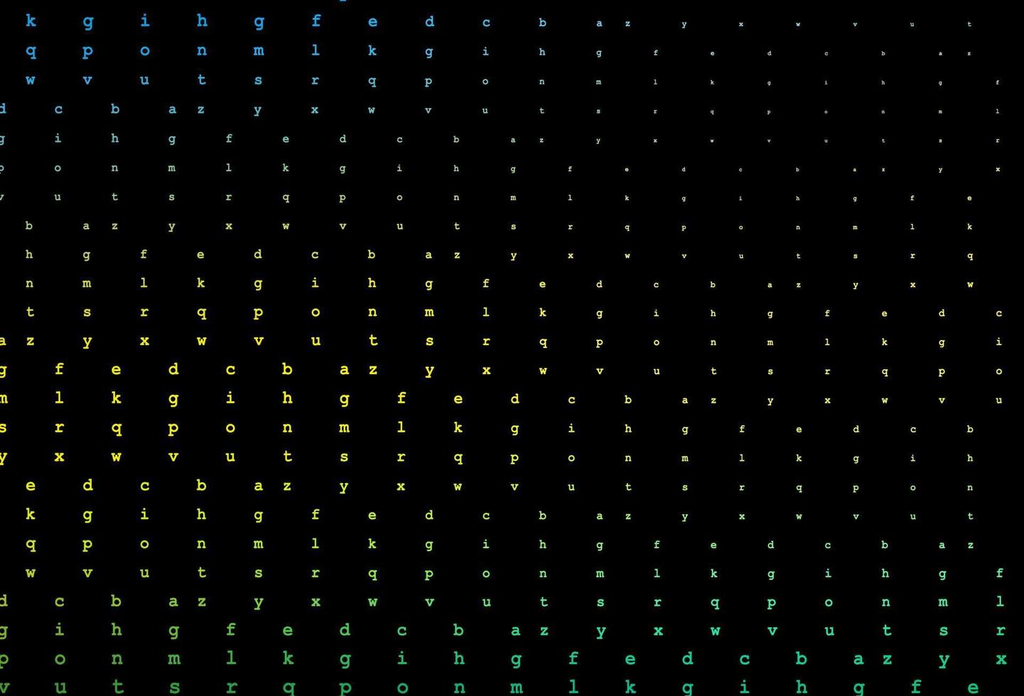 dunkelblaues, gelbes Vektorlayout mit lateinischem Alphabet. vektor