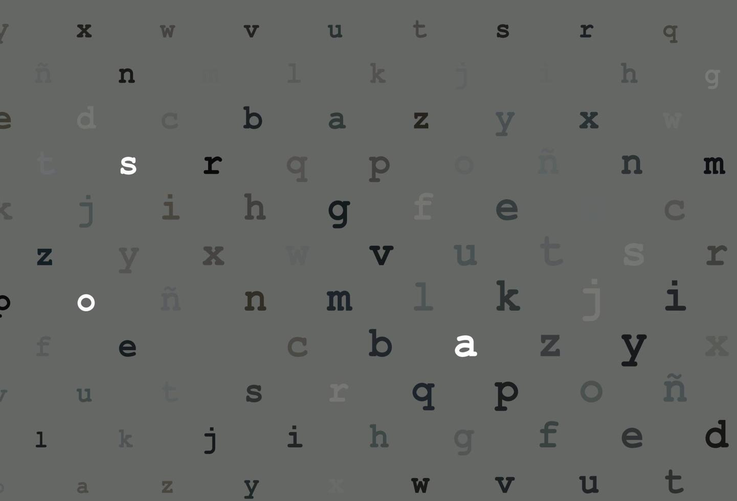 dunkelschwarzes Vektorlayout mit lateinischem Alphabet. vektor