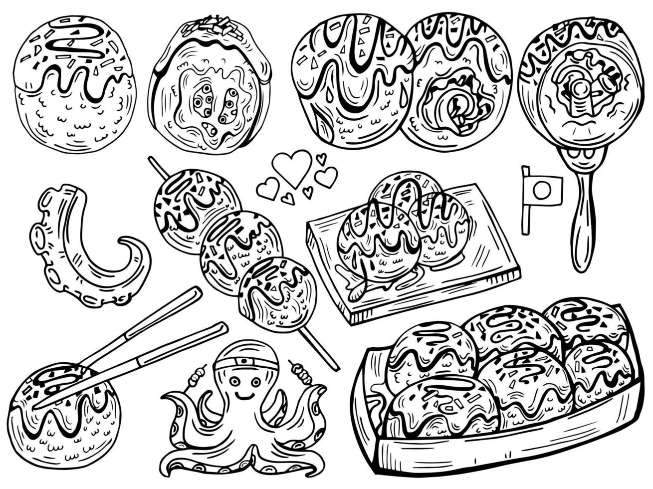 takoyaki vektor uppsättning samling grafisk ClipArt design