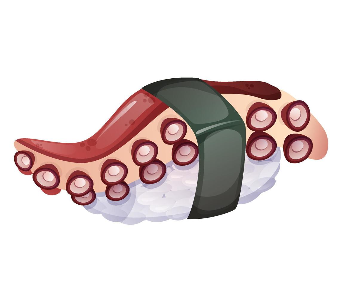 Tako Nigiri Sushi oder Oktopus auf japanischem Reis. bunte Vektorillustration lokalisiert auf weißem Hintergrund. vektor