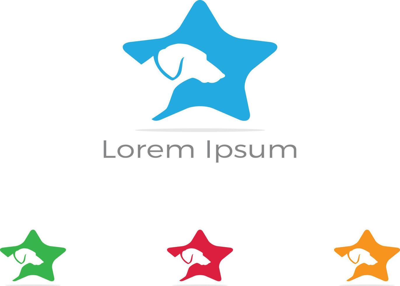 hund logotyp design, sällskapsdjur vård Centrum, hund i Hem illustration, djur- sjukhus vektor ikoner.