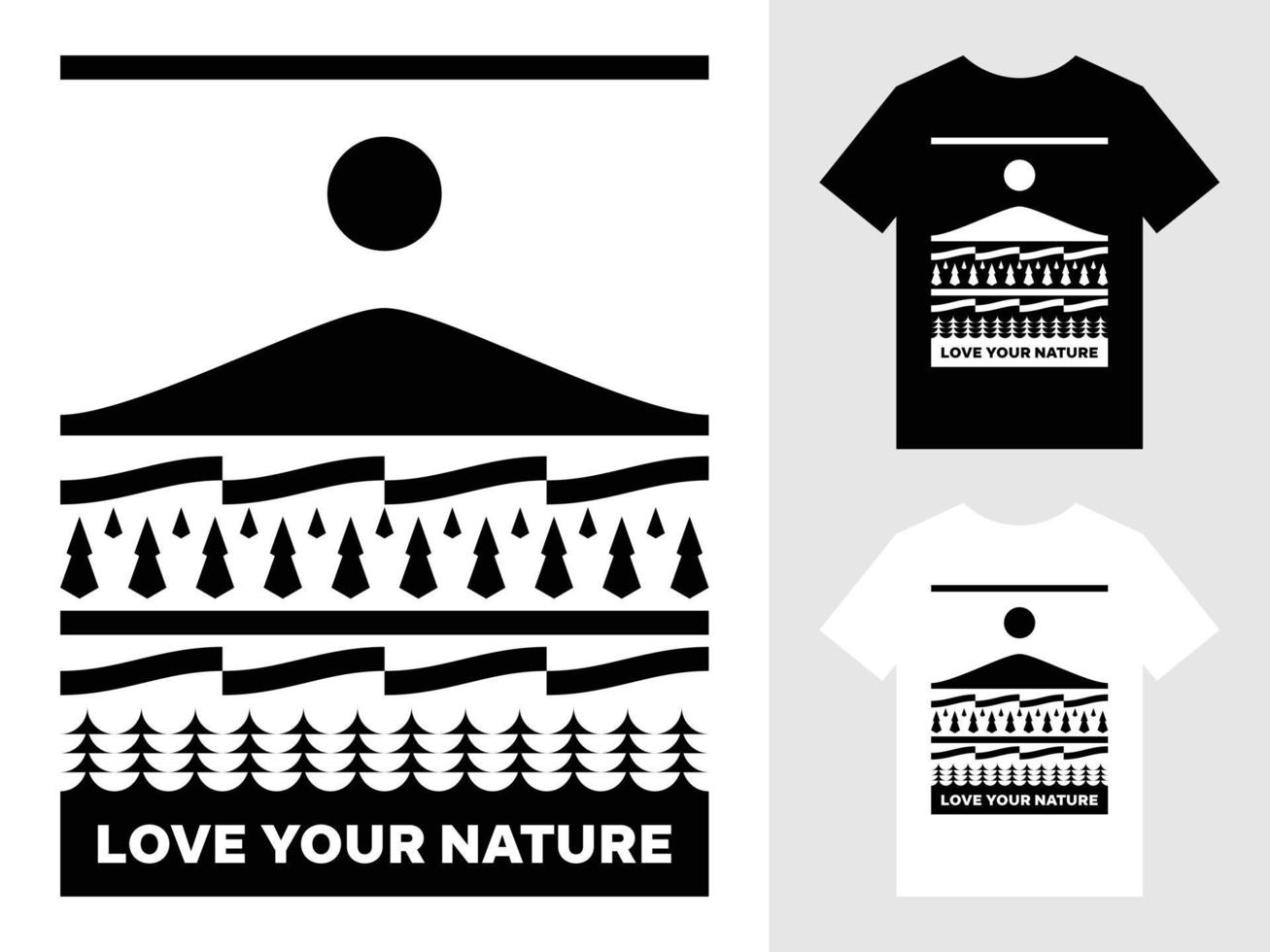 kärlek din natur berg landskap logotyp t skjorta design vektor