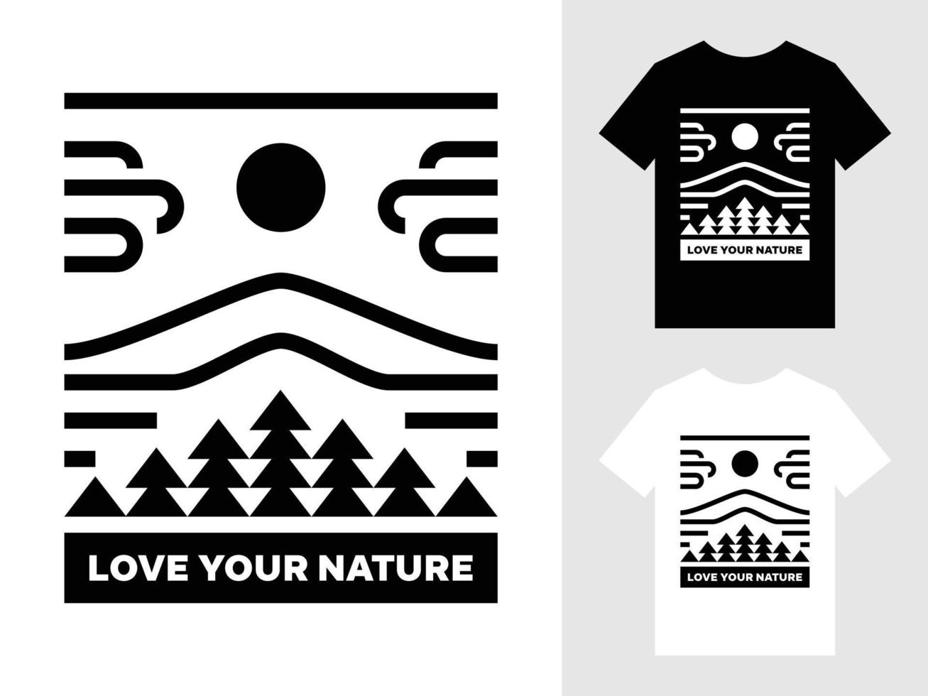 liebe dein naturgebirgslandschaftslogo-t-shirt-design vektor