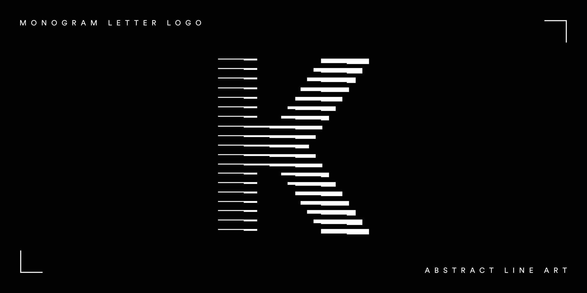 abstrakt linje konst brev k monogram logotyp vektor