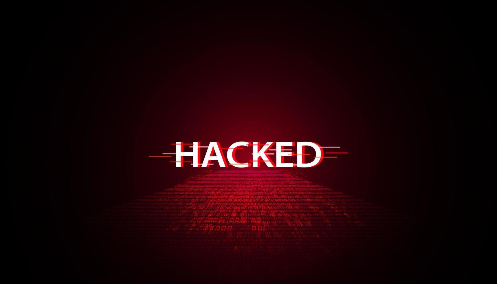 abstrakt ord signal eller är varnade den där den har varit hackat förbi virus, skadliga program eller hackare på en röd digital bakgrund. vektor