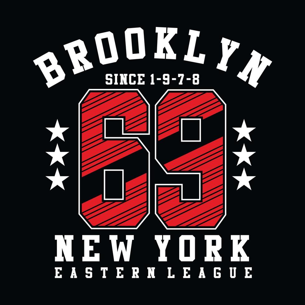 Brooklyn Nummer neunundsechzig Sport Typografie T-Shirt Grafik - Vektor