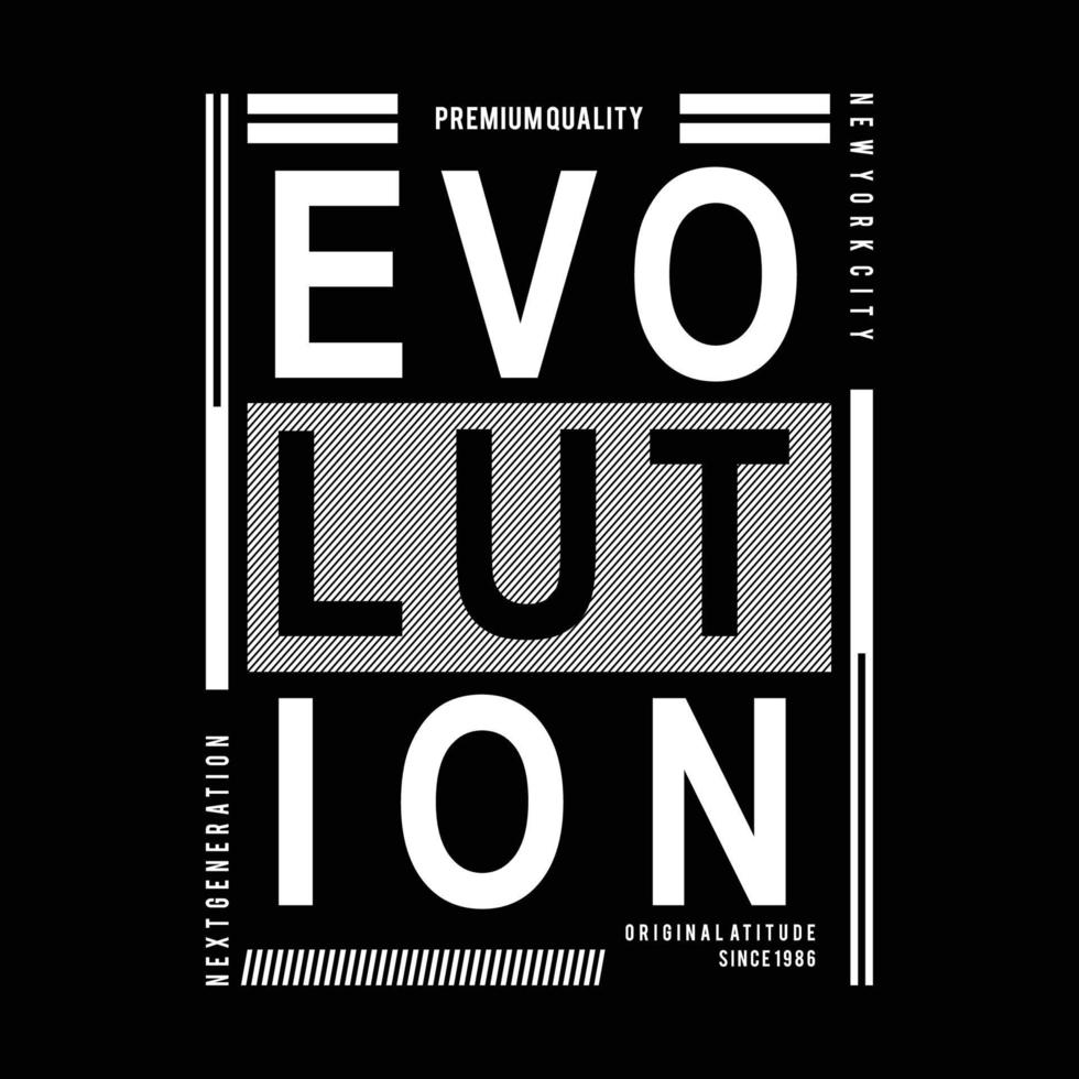 Evolution typografi tee skriva ut design grafisk vektor illustration - vektor