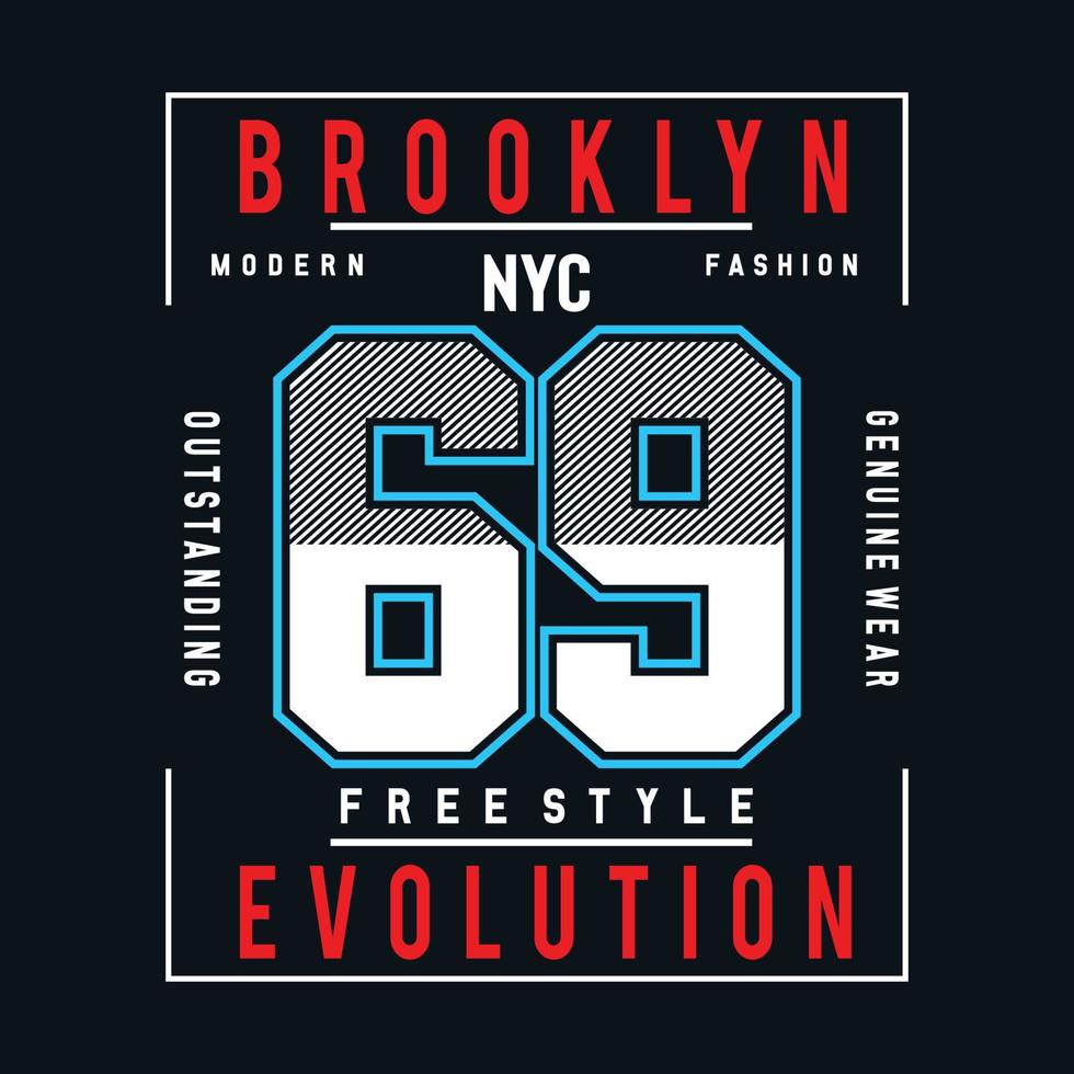 brooklyn evolution mit zahlentypografie für t-shirt-grafikdesign vektor