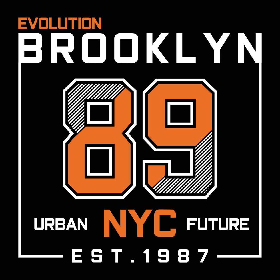 Evolution brooklyn ny york stad typografi design tee för t skjorta, vektor illustration