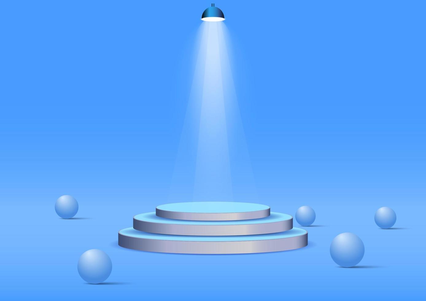 podium med en strålkastare för en visa med blå vägg bakgrund vektor illustration