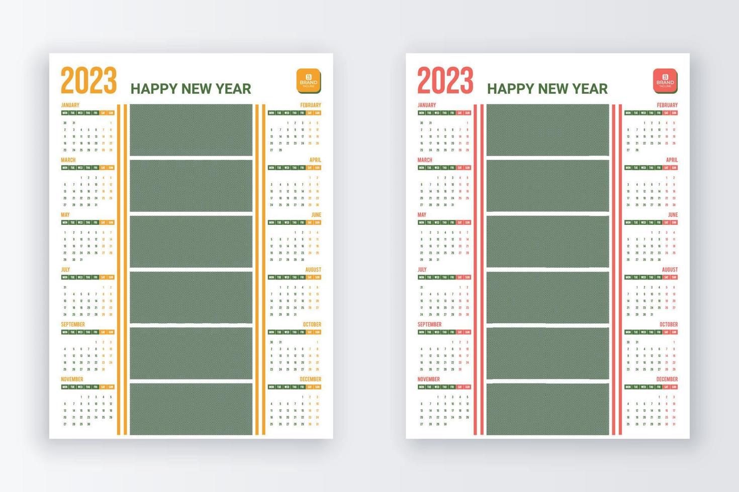 moderner Kalender 2023 Designvorlage. Wandkalender 2023 Jahre Design. vektor