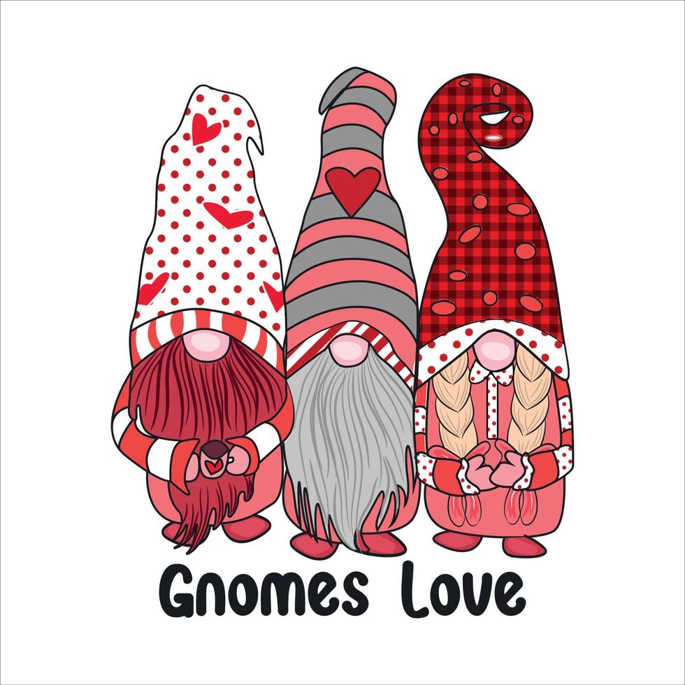Valentine-Gnome-Sublimation für T-Shirt vektor
