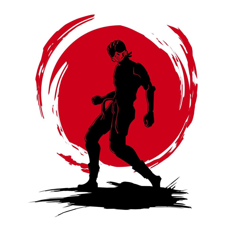 Samurai-Schwertkämpfer-Held-T-Shirt bunter Entwurf. abstrakte Vektorillustration. vektor