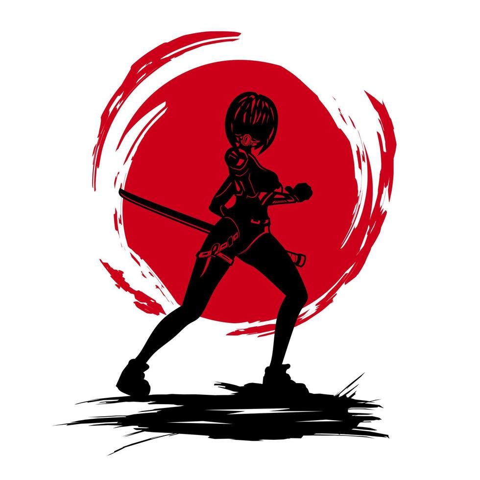 Samurai-Schwertkämpfer-Held-T-Shirt bunter Entwurf. abstrakte Vektorillustration. vektor