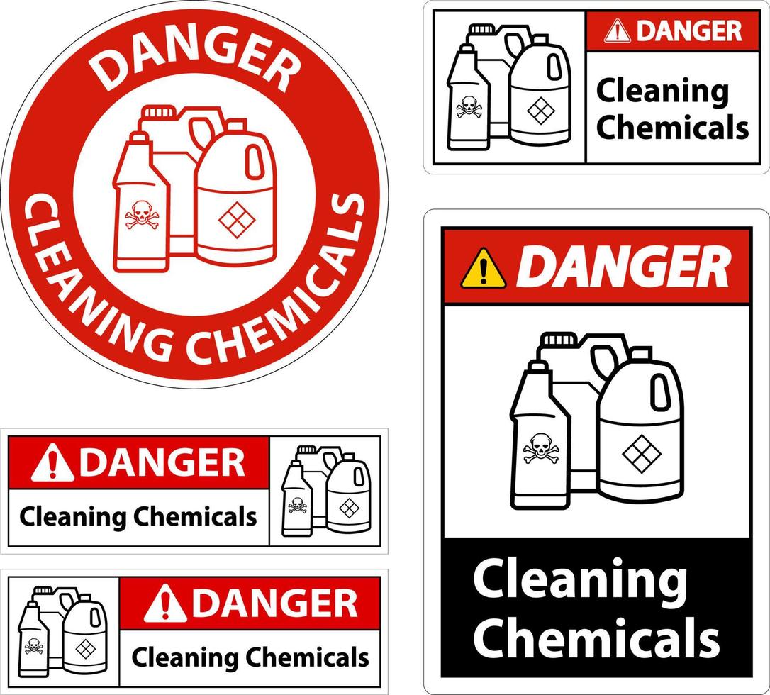Gefahrenzeichen Reinigungschemikalien Zeichen auf weißem Hintergrund vektor