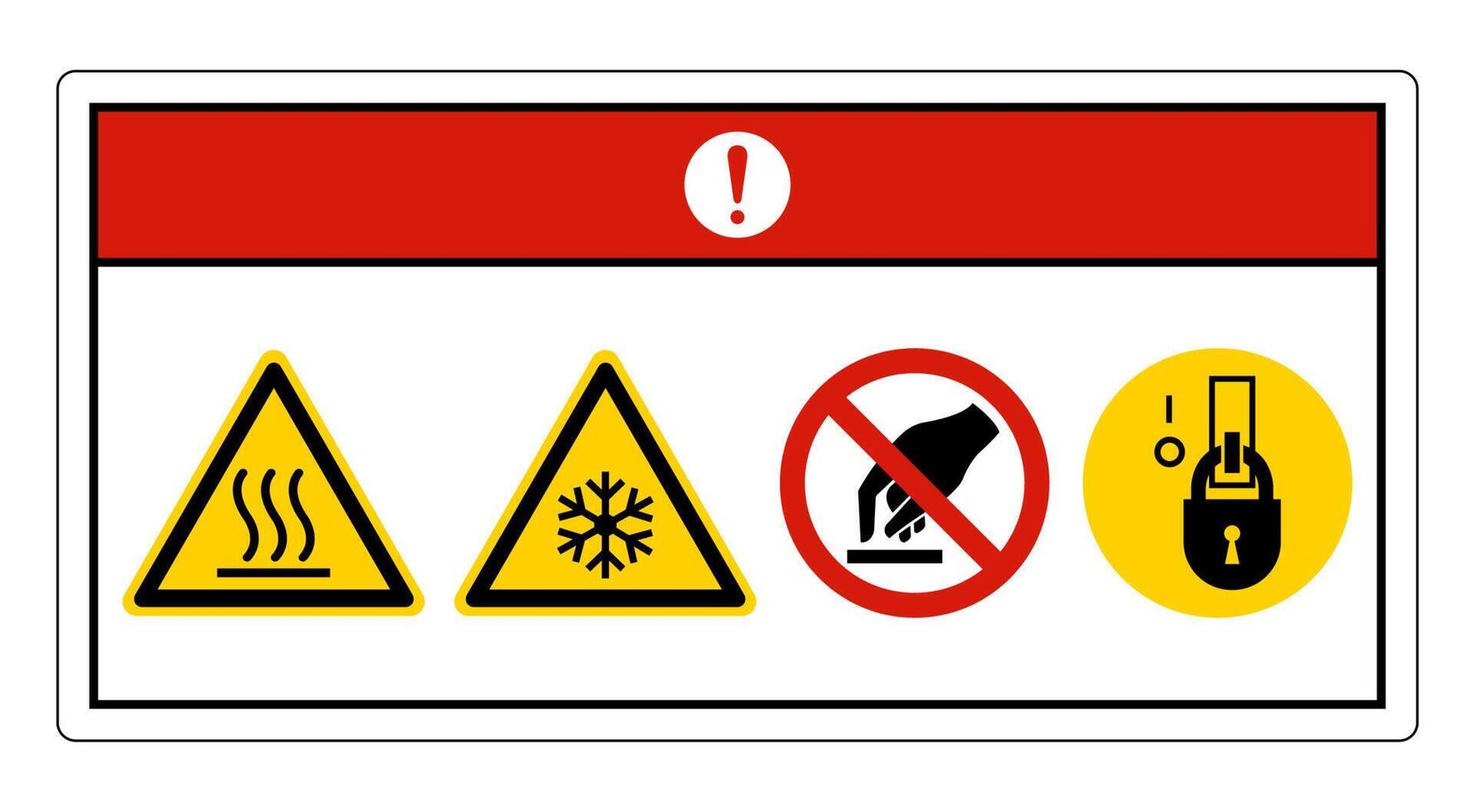 Gefahr heißes oder kaltes Oberflächensymbolzeichen auf weißem Hintergrund vektor