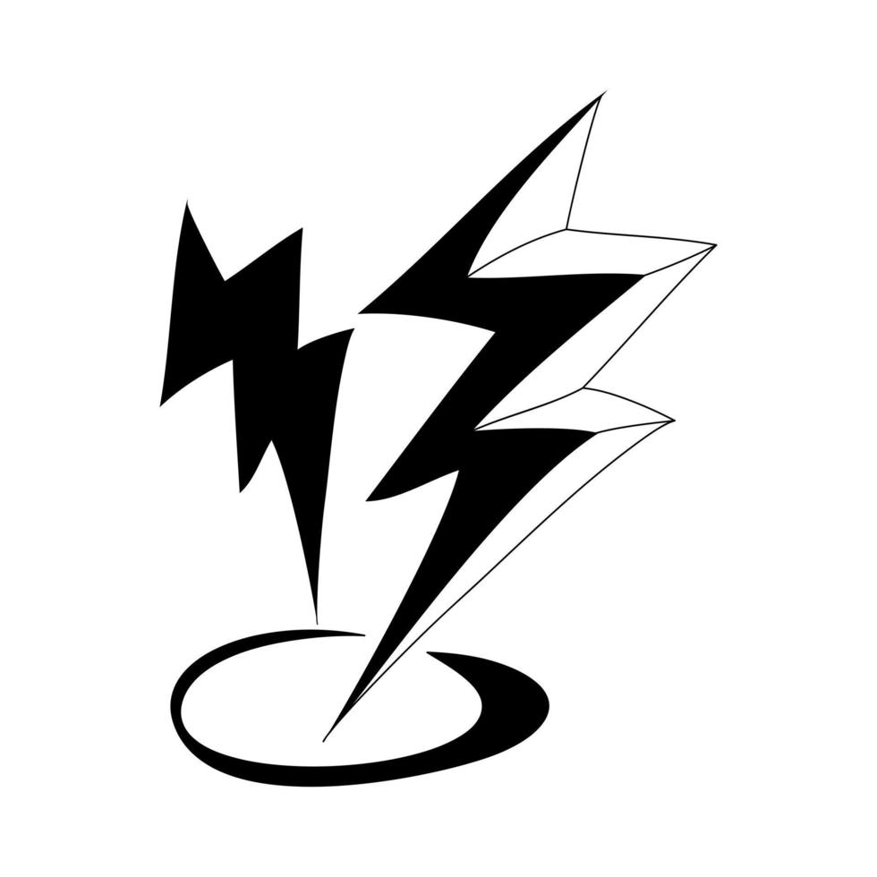 Doodle-Set aus Donnerbolzen, elektrischer Blitz im handgezeichneten Stil. isoliert auf weißem Hintergrund. Vektor-Illustration vektor