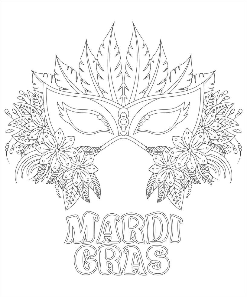 Mardi Gras Malvorlagen mit Blumen vektor